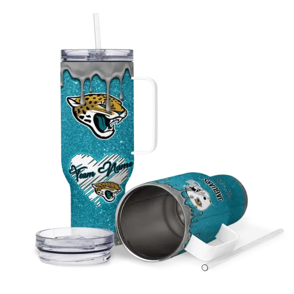 customized jacksonville jaguars heart helmet motif teal curved tumbler high quality.webp