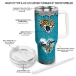 customized jacksonville jaguars heart helmet motif teal curved tumbler best selling.webp