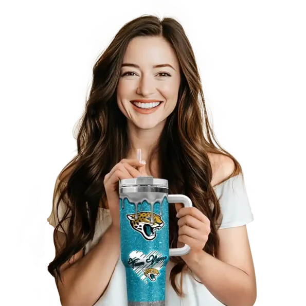 customized jacksonville jaguars heart helmet motif teal curved tumbler premium grade.webp