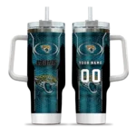 customized jacksonville jaguars hexagon armor teal curved tumbler best selling.webp