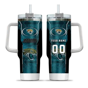 customized jacksonville jaguars hexagon armor teal curved tumbler best selling.webp