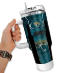 customized jacksonville jaguars hexagon armor teal curved tumbler best selling.webp