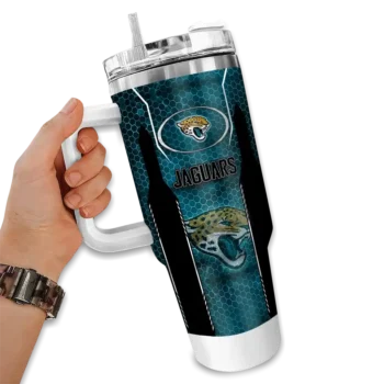 customized jacksonville jaguars hexagon armor teal curved tumbler fashion forward.webp