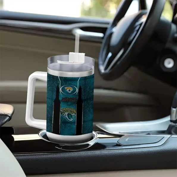 customized jacksonville jaguars hexagon armor teal curved tumbler trendy.webp