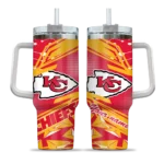 customized kansas city chiefs abstract paths red curved tumbler best selling.webp