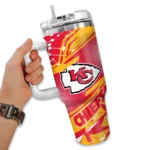 customized kansas city chiefs abstract paths red curved tumbler best selling.webp