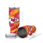 customized kansas city chiefs abstract paths red curved tumbler best selling.webp