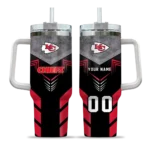 customized kansas city chiefs arrow armor red black curved tumbler best selling.webp