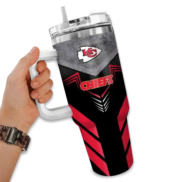 customized kansas city chiefs arrow armor red black curved tumbler fashion forward.webp