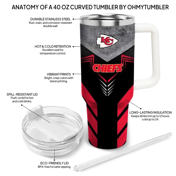customized kansas city chiefs arrow armor red black curved tumbler new arrival.webp