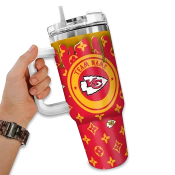 customized kansas city chiefs bullseye drips red curved tumbler fashion forward.webp