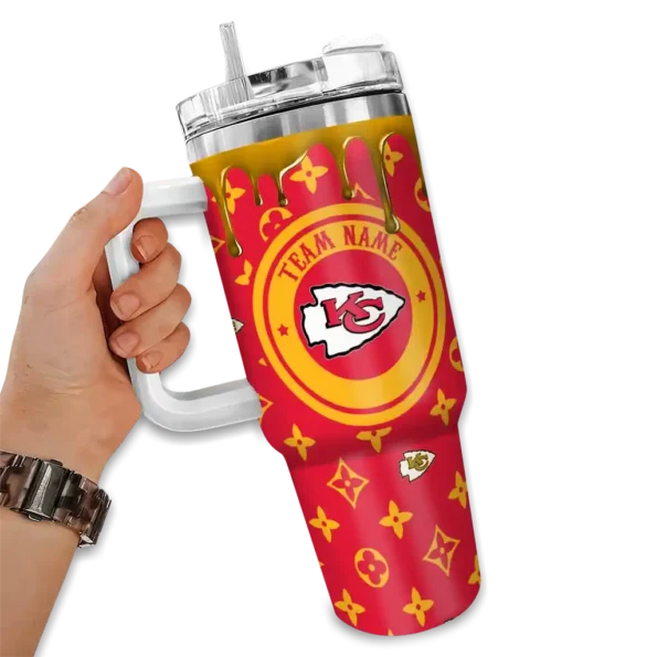 customized kansas city chiefs bullseye drips red curved tumbler fashion forward.webp