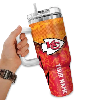 customized kansas city chiefs chevron stripe red curved tumbler fashion forward.webp