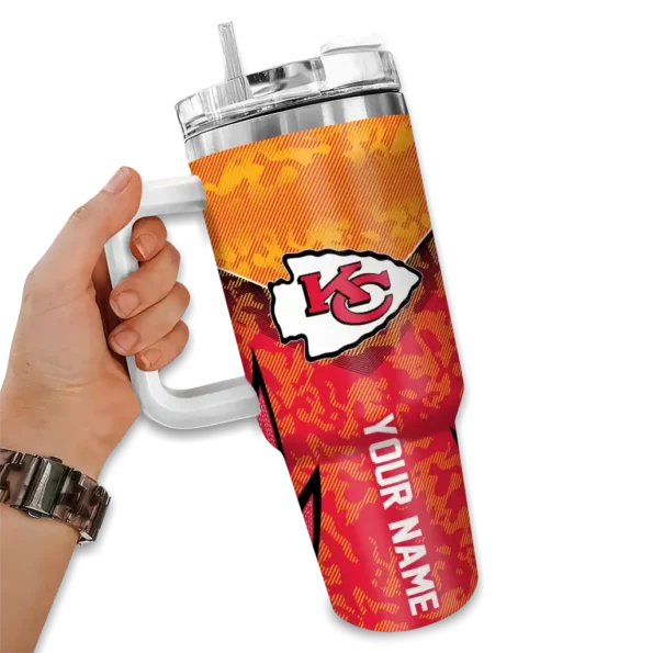 customized kansas city chiefs chevron stripe red curved tumbler fashion forward.webp