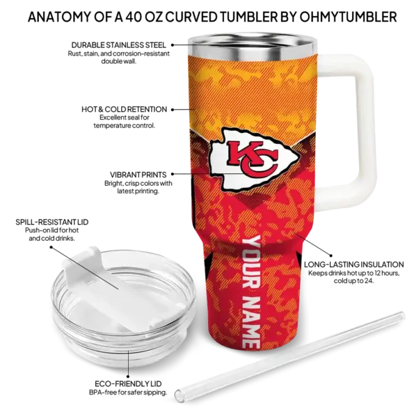 customized kansas city chiefs chevron stripe red curved tumbler new arrival.webp