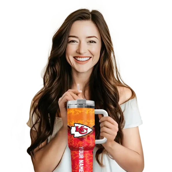 customized kansas city chiefs chevron stripe red curved tumbler premium grade.webp
