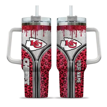 customized kansas city chiefs leopard zipper red curved tumbler best selling.webp