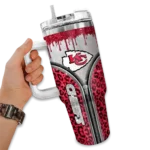 customized kansas city chiefs leopard zipper red curved tumbler best selling.webp