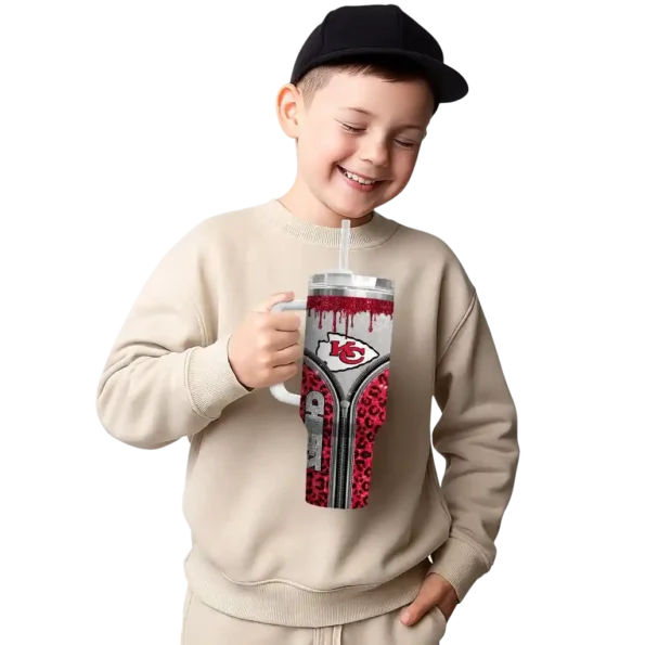 customized kansas city chiefs leopard zipper red curved tumbler latest model.webp