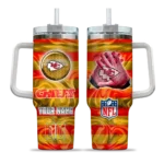 customized kansas city chiefs marbled stripes red curved tumbler best selling.webp