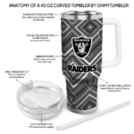 customized las vegas raiders bold diamonds black curved tumbler best selling.webp