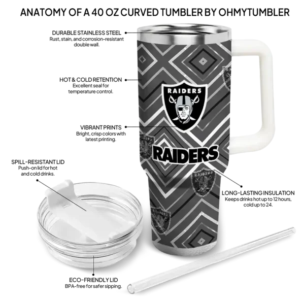 customized las vegas raiders bold diamonds black curved tumbler new arrival.webp