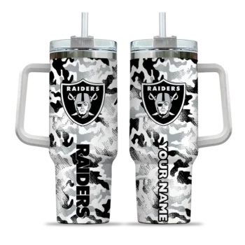 customized las vegas raiders camo mashup black white curved tumbler best selling.webp