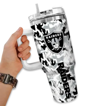 customized las vegas raiders camo mashup black white curved tumbler fashion forward.webp