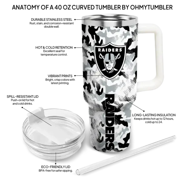 customized las vegas raiders camo mashup black white curved tumbler new arrival.webp