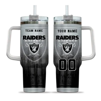 customized las vegas raiders gradient dots black curved tumbler best selling.webp