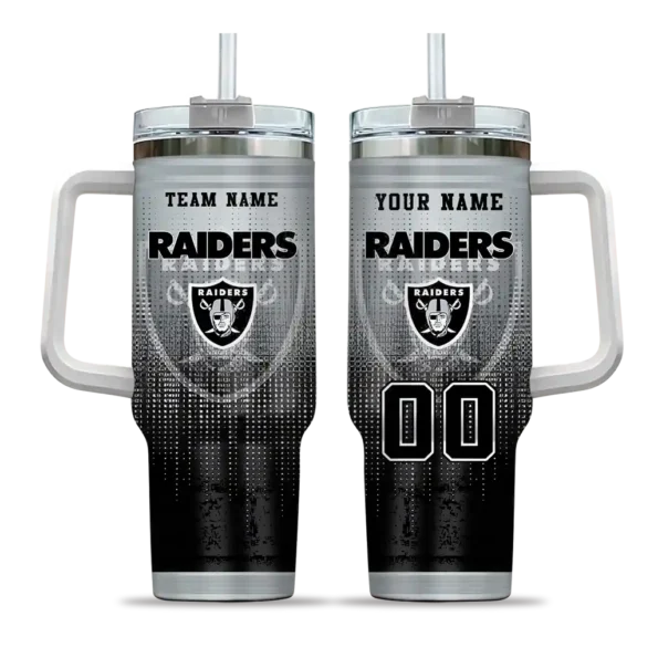 customized las vegas raiders gradient dots black curved tumbler best selling.webp