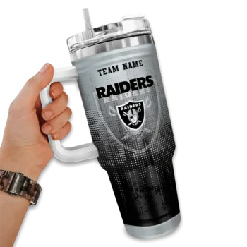 customized las vegas raiders gradient dots black curved tumbler fashion forward.webp