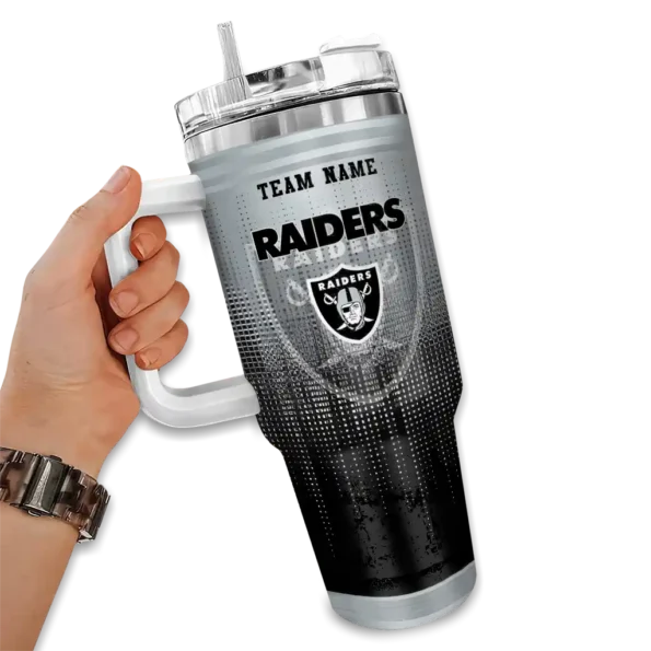 customized las vegas raiders gradient dots black curved tumbler fashion forward.webp