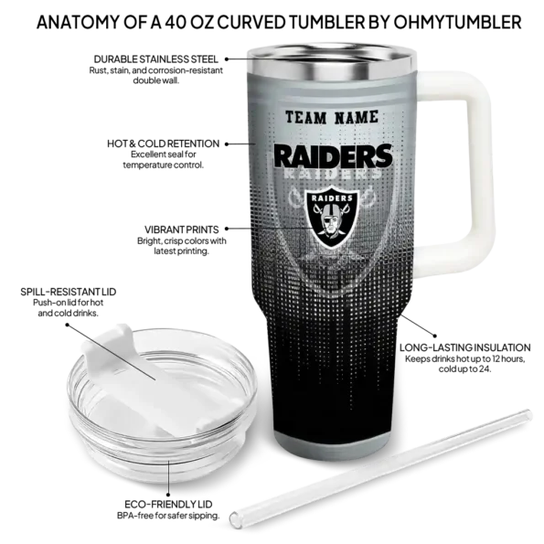 customized las vegas raiders gradient dots black curved tumbler new arrival.webp