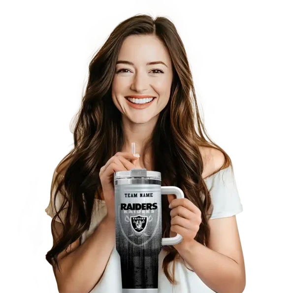customized las vegas raiders gradient dots black curved tumbler premium grade.webp