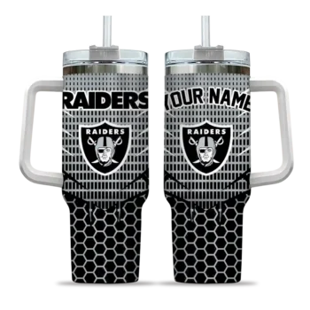 customized las vegas raiders hex texture black curved tumbler best selling.webp