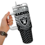 customized las vegas raiders hex texture black curved tumbler best selling.webp