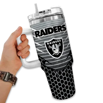 customized las vegas raiders hex texture black curved tumbler fashion forward.webp