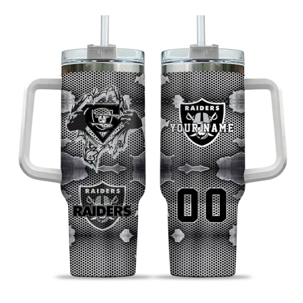customized las vegas raiders superman shield black gray curved tumbler best selling.webp