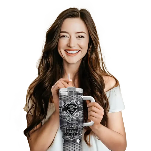 customized las vegas raiders superman shield black gray curved tumbler premium grade.webp