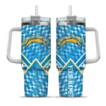 customized los angeles chargers chevron angle blue curved tumbler best selling.webp