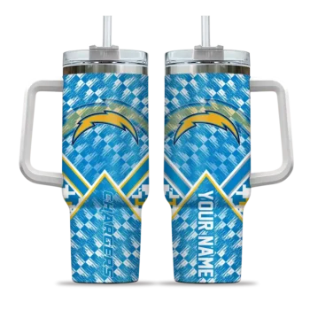 customized los angeles chargers chevron angle blue curved tumbler best selling.webp