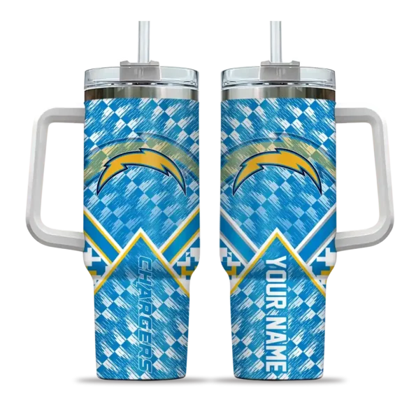 customized los angeles chargers chevron angle blue curved tumbler best selling.webp