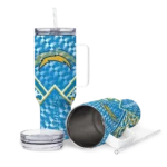 customized los angeles chargers chevron angle blue curved tumbler best selling.webp