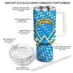 customized los angeles chargers chevron angle blue curved tumbler best selling.webp