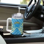 customized los angeles chargers chevron angle blue curved tumbler best selling.webp