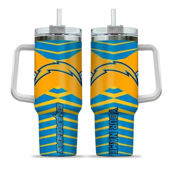 customized los angeles chargers chevron layers blue curved tumbler best selling.webp