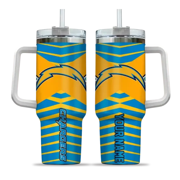 customized los angeles chargers chevron layers blue curved tumbler best selling.webp