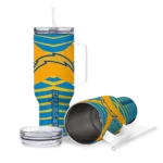 customized los angeles chargers chevron layers blue curved tumbler best selling.webp