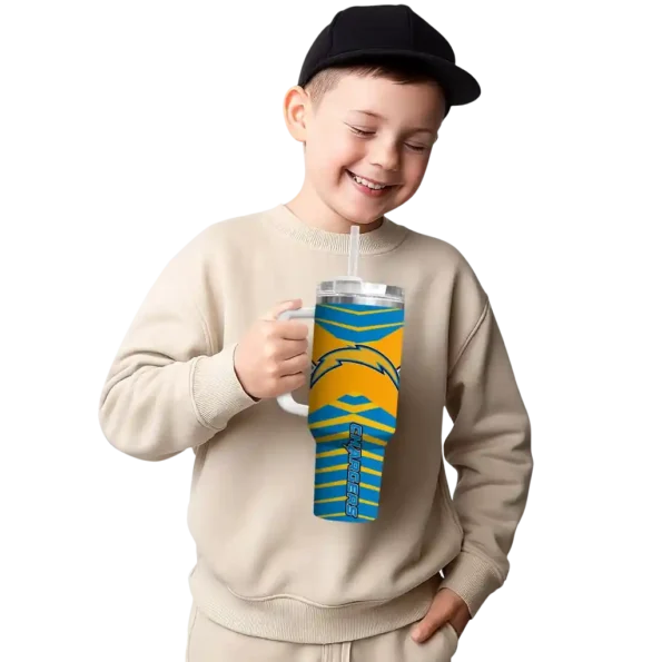 customized los angeles chargers chevron layers blue curved tumbler latest model.webp